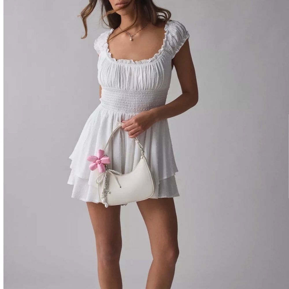 Urban Outfitters Rosie Smocked Tiered Ruffle Romper - Picture 4 of 7